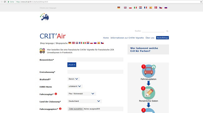 Bestell-Formular des Green-Zones Bestell-Service auf der Website von Green-Zones